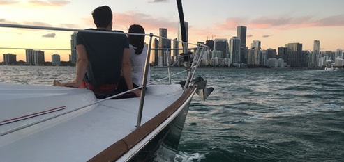 romantic boat engagement in Miami